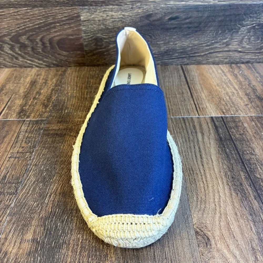NWOT Lands End Women's Navy Blue Canvas Espadrille Flats Slip On Shoes Sz 11 M